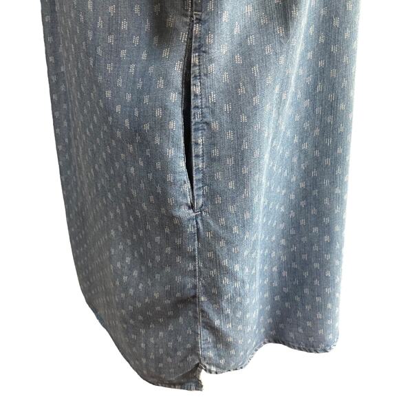 Philosophy Chambray Rainbow Print Pullover Shirt Dress Laced Neckline LG Casual - Picture 7 of 11